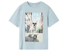 Name It t-shirt celestial blå med skater print